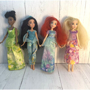 Lot 4 Disney Dolls Tiana Jasmine Rapunzel Ariel Hasbro 2018 Royal Shimmer